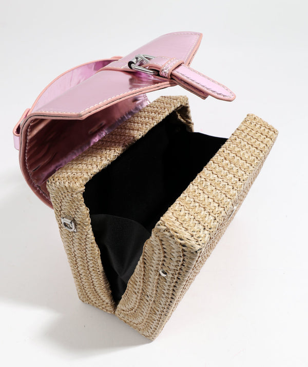 Opal - Pink Metallic Faux Lederbeutel mit verstellbaren Gurten