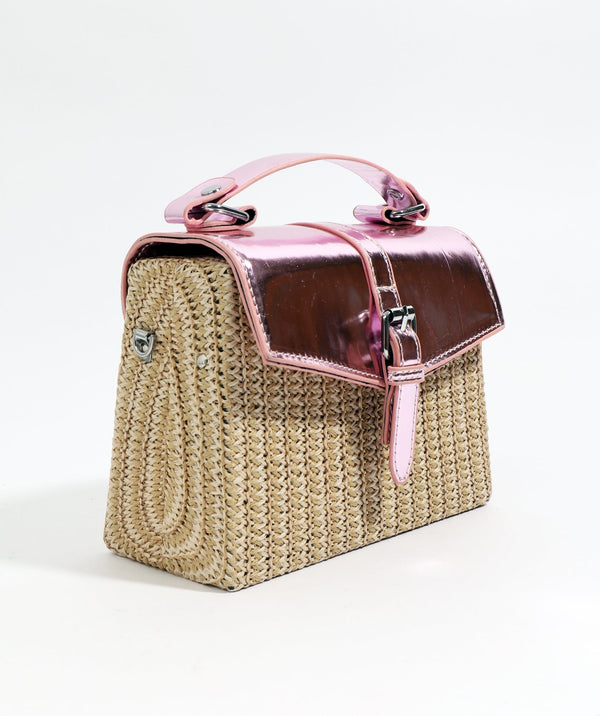 Opal - Pink Metallic Faux Lederbeutel mit verstellbaren Gurten
