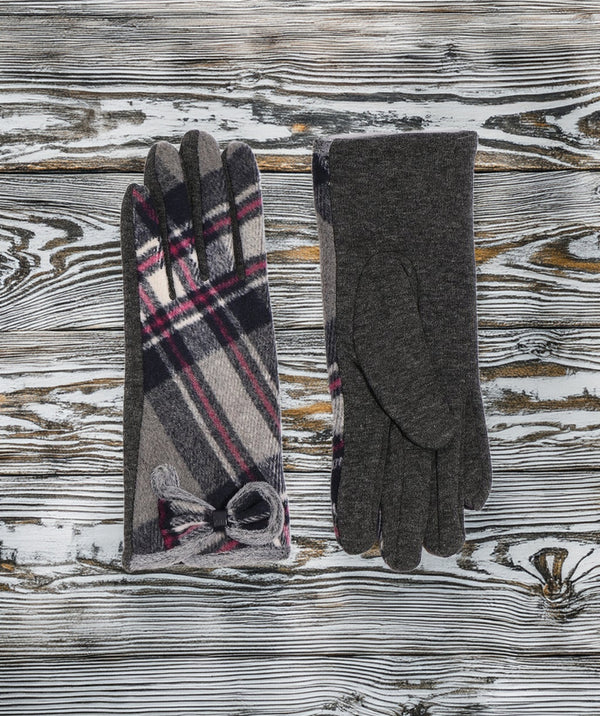 Paisley - Grey Tartan Faux Suede Glove