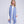 PIA - Pashmina italiana azul denim con flecos retorcidos
