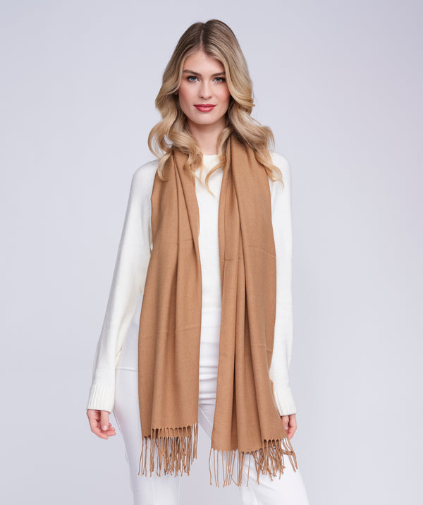 Taupe Italian Pashmina with Twisted Fringes