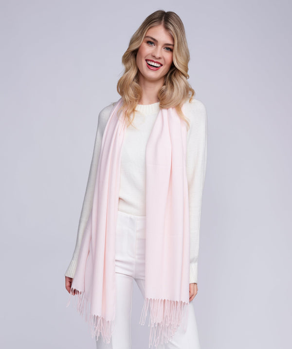 Pia - Blush Pink Italian Pashmina with Twisted Fringes