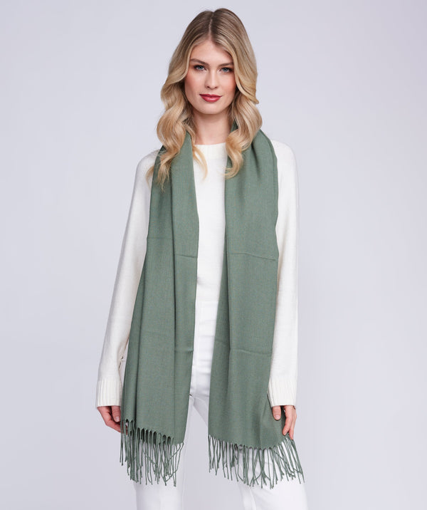 Pia - Khaki Italian Pashmina with Twisted Fringes