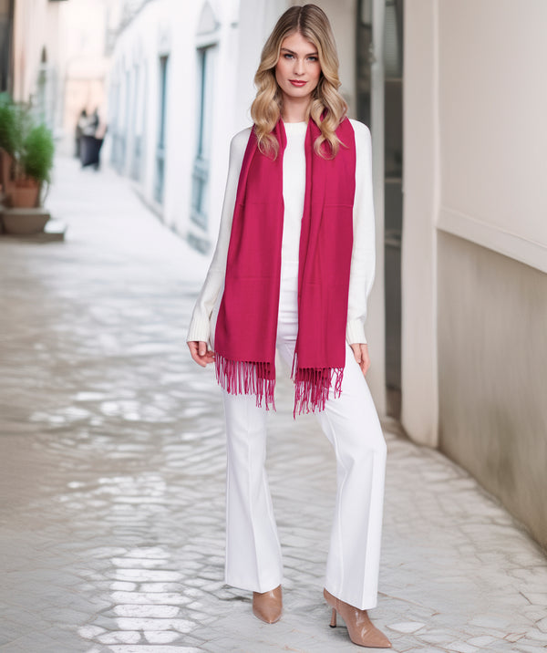 PIA - Pashmina italiana Borgoña con franjas retorcidas