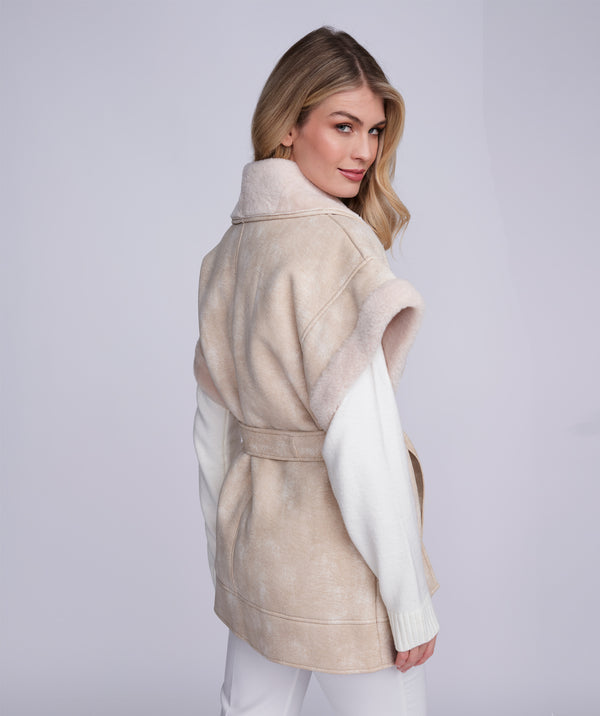 Renee - Cream Faux Fur Trim Gilet