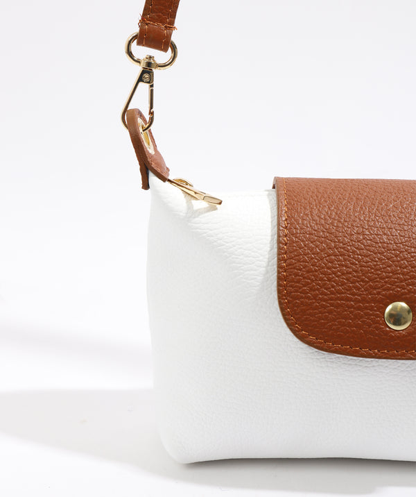 Ricco - White Mini Leather Crossbody Bag