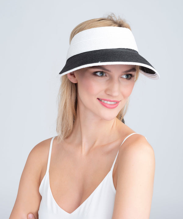 Rico - Black and White Two Tone Straw Visor