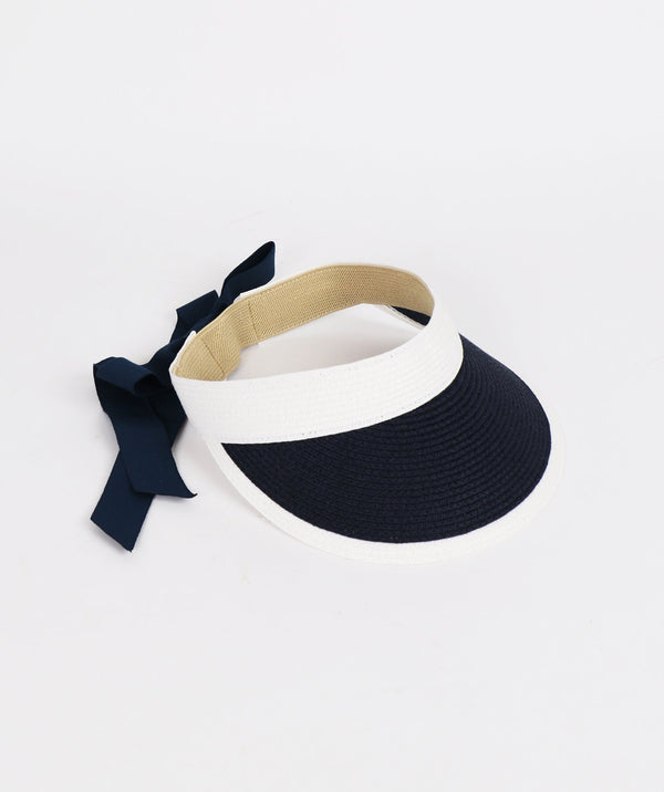 Visor de paille à deux tons en noir et blanc