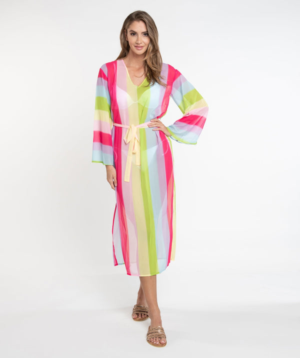 Rio - Multicoloured Rainbow Striped Maxi Dress