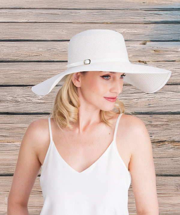 Romero - White Straw fedora hoed met strass riem