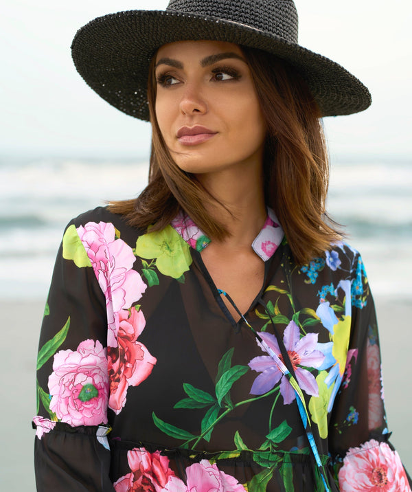 Samba - Black Pink Dress with Pretty Floral Print