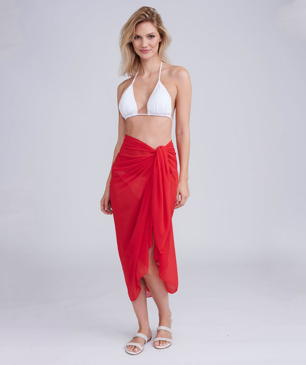 San Remo - Red Full Size Plain Sarong