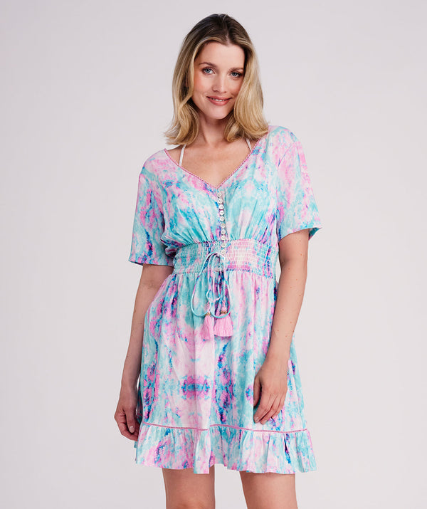 Seville - Soft Aqua and Pink Beach Dress