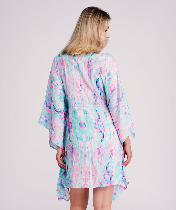 Seville - Soft Aqua and Pink Summer Beach Kaftan