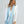 Baby Blue Shimmer Scarf with Raw Edges and Oblong Shape