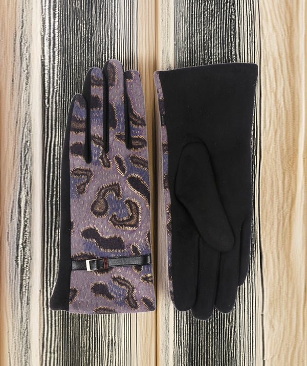 Tamson - guanti in pelle scamosciata stampati blu
