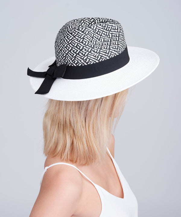 Taylor - Chapéu Fedora Black White Straw