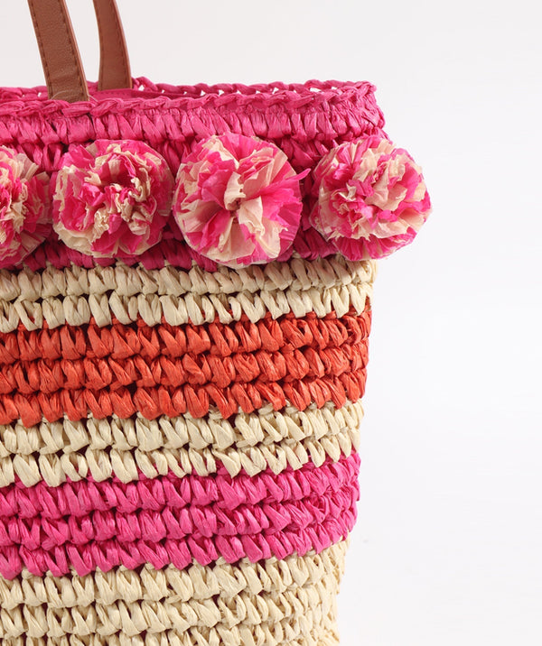 Tilda - Natural Pink Striped Tote Bag
