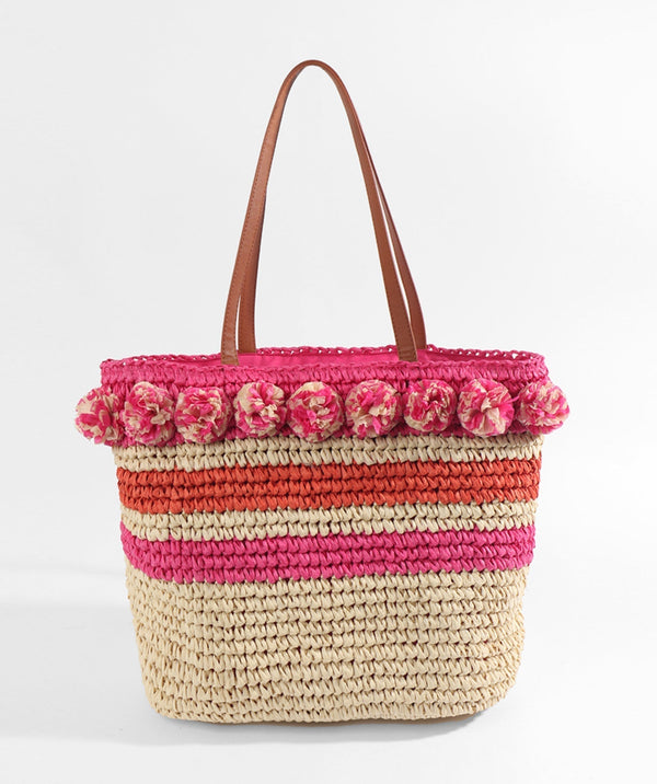 Tilda - Natural Pink Striped Tote Bag