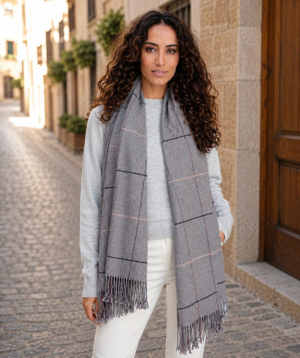 Tori - Sciarpa a quadri in cashmere