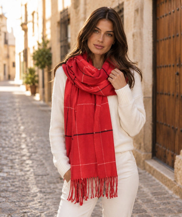 Tori - Sciarpa a quadri in cashmere