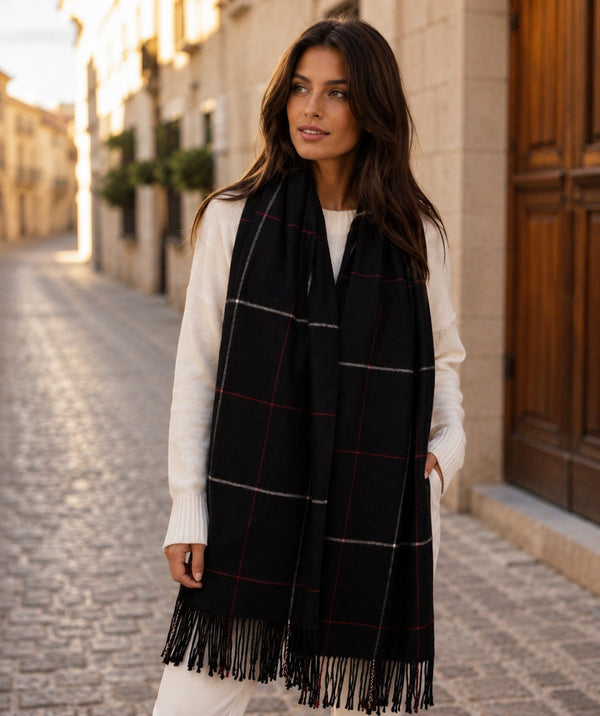 Tori - Sciarpa a quadri in cashmere