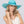 Turquoise brede rand hoed met tonale kraalverfellering