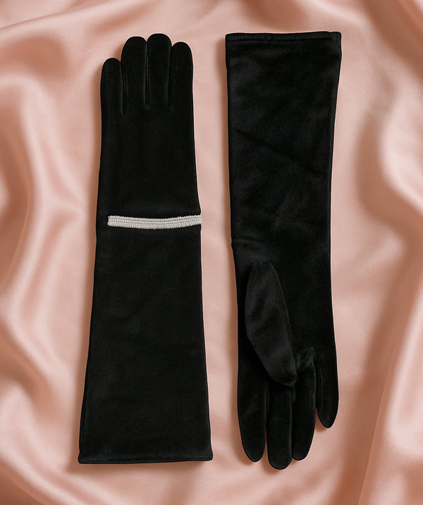 Vanessa - Gants d'occasion en velours noir en velours noir