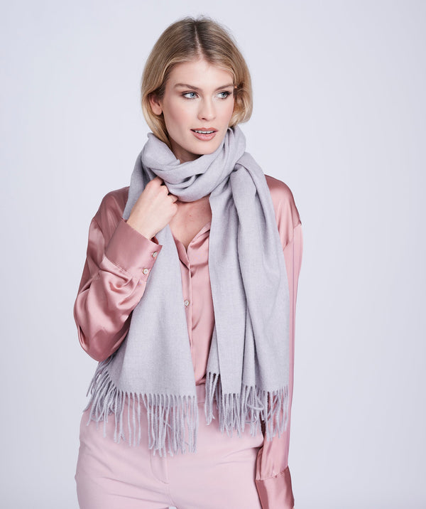 Silver Grey Oversized Oblong Scarf with Raw Edges