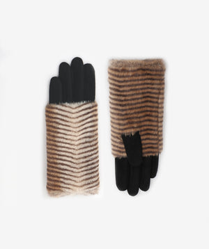 Striped Faux Fur Goves | Elegant Style, Great Value