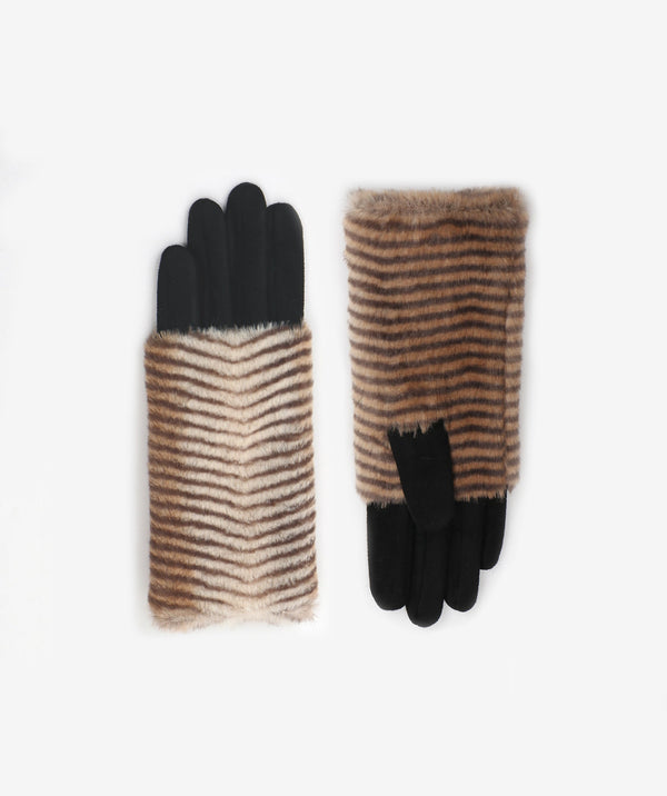Striped Faux Fur Goves | Elegant Style, Great Value