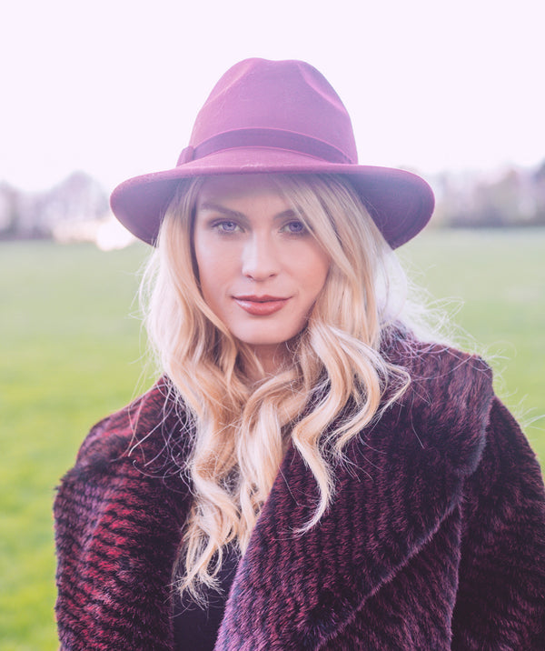 Marilyn - Softly Marled Burgundy 3/4 Length Faux Fur Coat