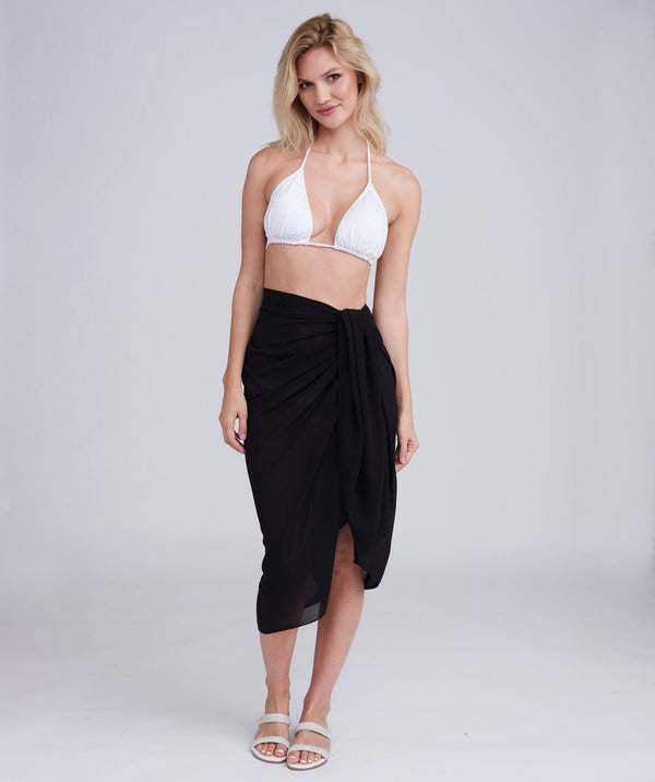 San Remo - Black Full Size Plain Sarong