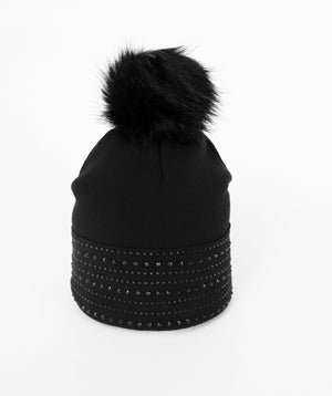 Women`s Winter Hat with Pom Pom - Black - Accessories, Adalyn, Black, Hat, Winter Accessories