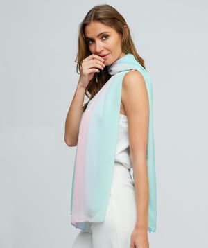 Pastel Ombre Print Scarf with Finished Edging