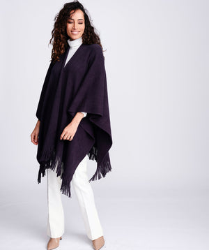 Women`s Super Soft Fringed Shawl - Navy - Anthea, Apparel, Navy, Outerwear, Wrap