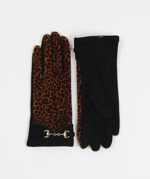 Leopard Print Gloves with Snaffle - Leopard - Accessories, Aurelia, Glove, Leopard, Winter Accessories