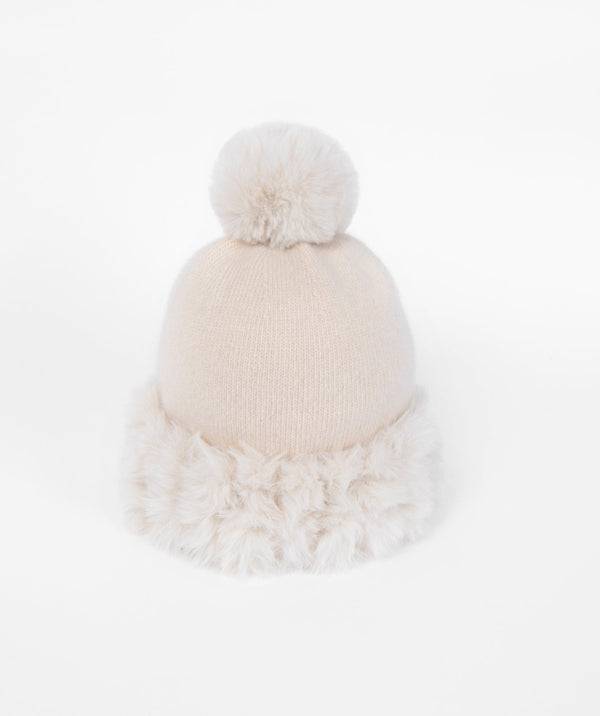 Winter Beanie Hat with Pom Pom - Cream - Accessories, Almond, Bailey, Hat, Winter Accessories