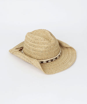 Natural Cowboy Hat with Stylish Shell Embellishment