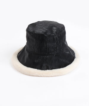 PU Down Brim Hat - Black - Accessories, Belinda, Black, Hat, Winter Accessories