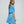 Blue Paisley Printed Chiffon Beach Dress with Deep-V Neckline