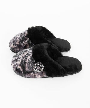 Faux Fur Slippers - Grey Marl - Carmen, Faux Fur, Footwear, Grey Marl, Slipper, Winter