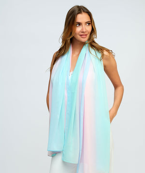 Pastel Ombre Print Scarf with Finished Edging