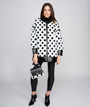 Polka Dot Faux Fur Coat - Black-White - Black/White, Coat, Dasha, Faux Fur, Outerwear, Sale