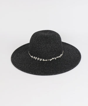 Black and Silver Metallic Weave Wide Brim Hat