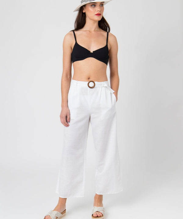 Women`s Linen Trousers - White