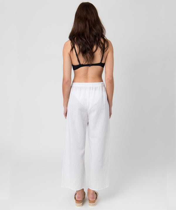 Women`s Linen Trousers - White