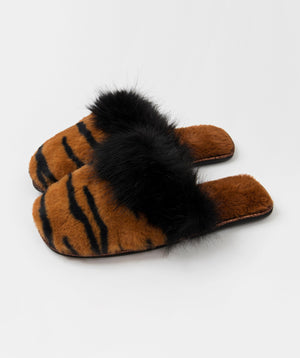 Faux Fur Slippers - Tiger - Faux Fur, Footwear, Fran, Slipper, Tiger, Winter