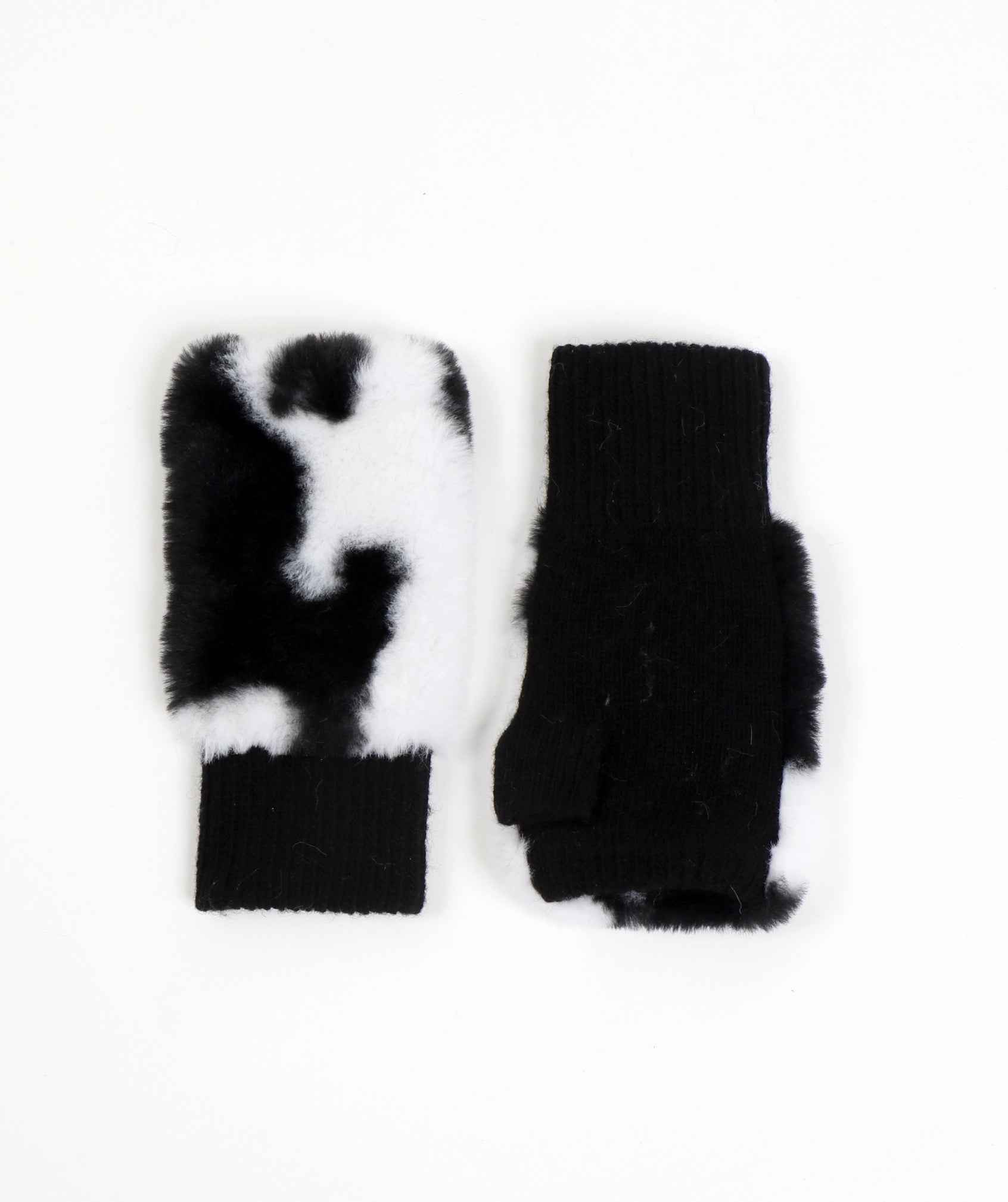 White fur fingerless best sale gloves