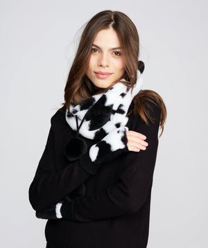 Eco Friendly Faux Fur Snood - Black-White - Accessories, Black/White, Faux Fur, Frankie, Scarf, Winter Accessories